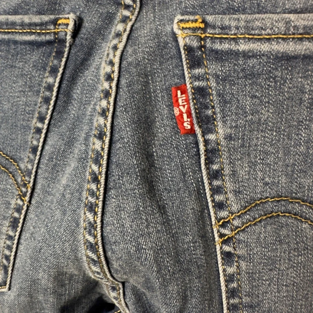 Levis Premium Big E Mile High Super Skinny Jeans Blue Raw Hem 27 High Rise Denim